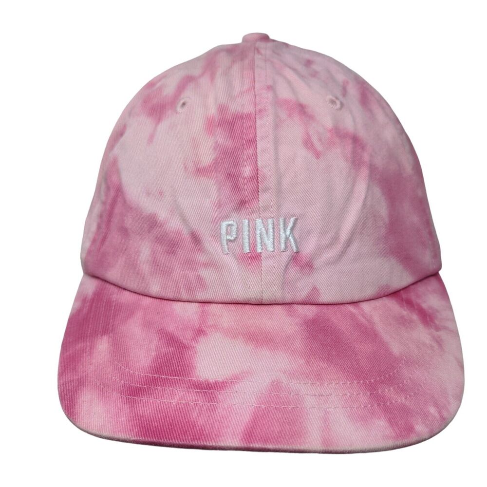 PINK Strapback Hat Pink OS Adjustable Embroidered Tie Dye Victoria's Secret